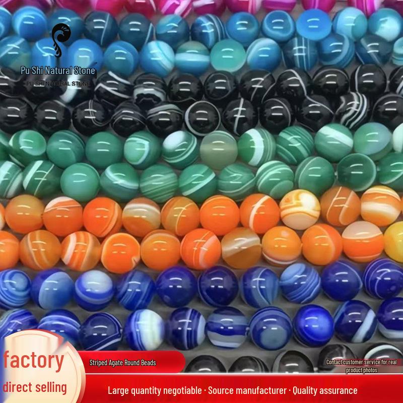 Striped Agate Round Beads for DIY Bracelets and Anklets Jewelry Accessories