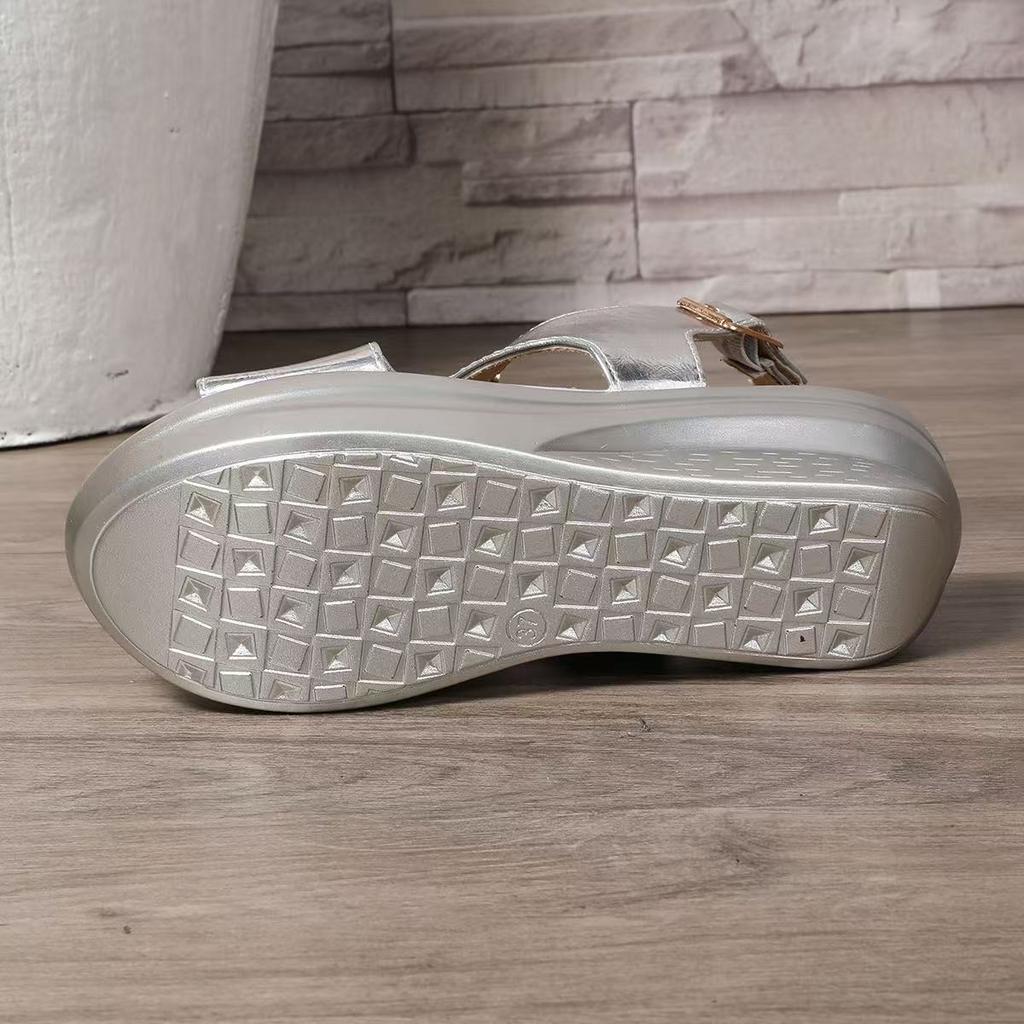 Fashion New Summer Round Toe Thick Sole Comfortable Fish Mouth Sandals for Women's Fashionable Wedge Large Size Buckle Casual Sandals