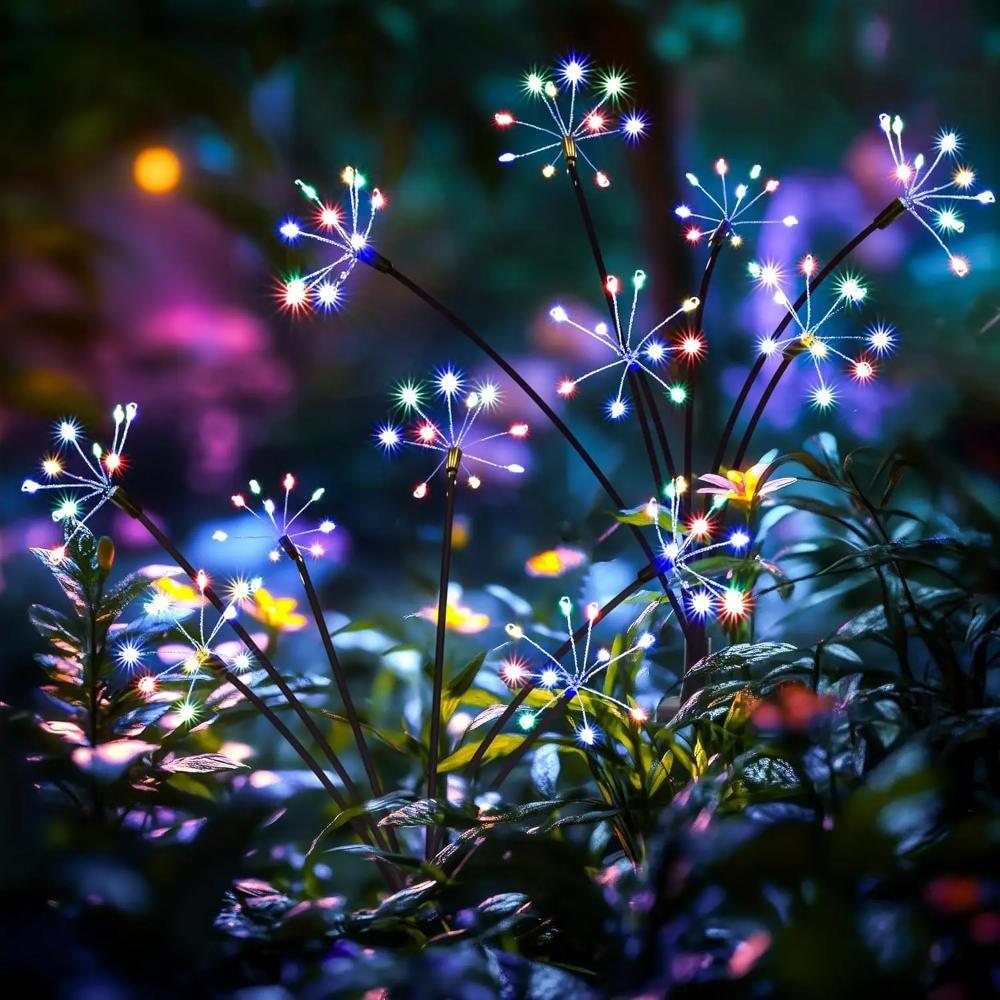 Solar Garden Lights Twinkling Firework Lights with 2 Modes 60LED Waterproof Solar-Powered Lamp for Outside Yard Pathway Decor