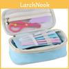 Aesthetic Macaron Color Canvas Pencil Pouch Expandable With Dual Zipper Design