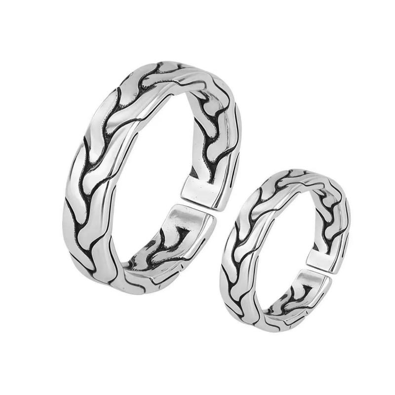 Adjustable Classic Couple Rings Set Rhodium/Gold Plated Brass Open Rings with Zircon Flower Design for Lovers