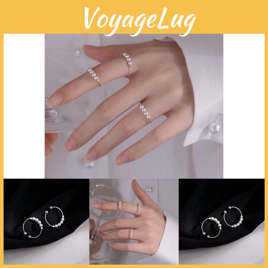 Stilvoller Minimalistischer Perlenring Für Damen Verstellbar Offen Finger Geometrisches Design