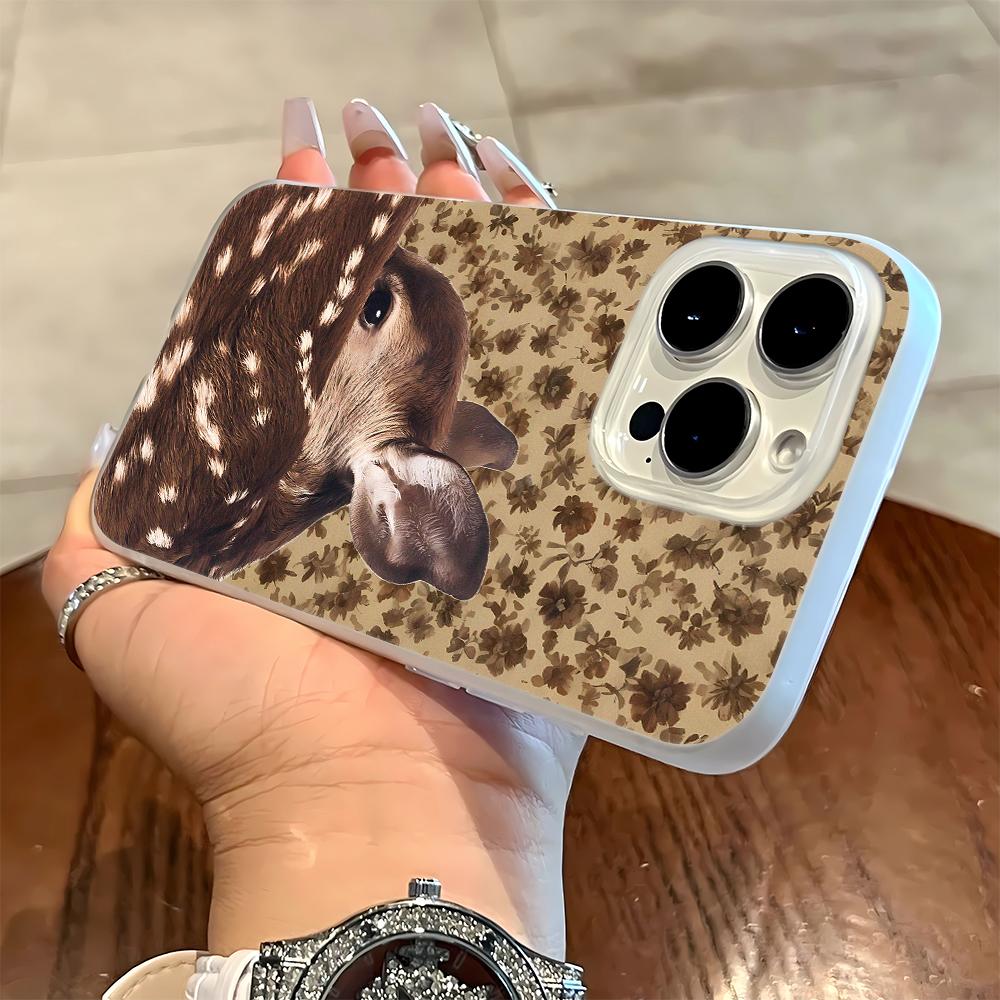 Fawn Flower Matte Silicone Case For Iphone 13 12 11 16 15 14 17 Pro Max Anti-Fingerprint Ultra Thin Cover