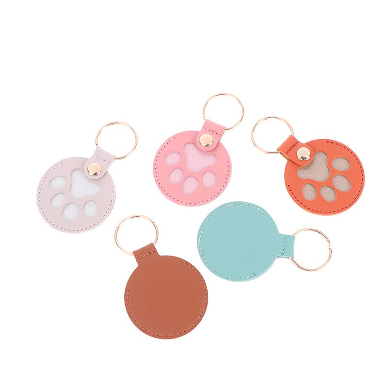 1Pc Pet Hair Storage Bag Keychain Leather Cat Paw Heart Love Keyring Diy Memorial Gift Key Chain Cat Dog Fur Container Pendant