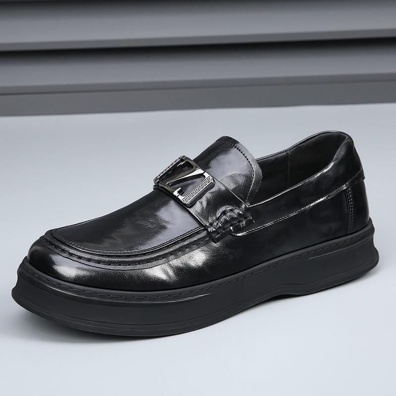 New Men's Shoes Lazy Business Hollow Casual Leather Shoes Men's Thick-soled Versatile Leather Breathable Doudou Shoes