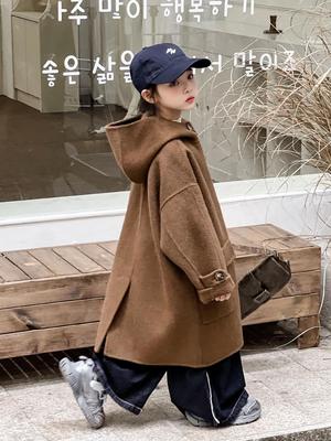 Mädchen Kaschmir-Wendemantel im koreanischen Stil - Mittelgroße & Große Kinder Midilange Oberbekleidung für Herbst & Winter