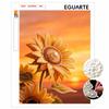 DIY Frameless Pearl Painting Kit Golden Sunflower Sunset 3D Shiny Bead Art Canvas Relaxing Craft for Adults Home Wall Decor Gift