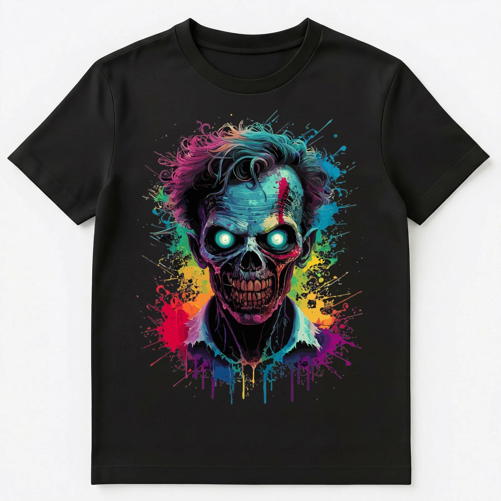 

Colorful Paint Splash Zombie Art Graphic Unisex T-Shirt XL