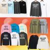T-shirt a maniche lunghe con stampa di lettere, girocollo, trama a nido d'ape, da uomo, casual, streetwear, autunno
