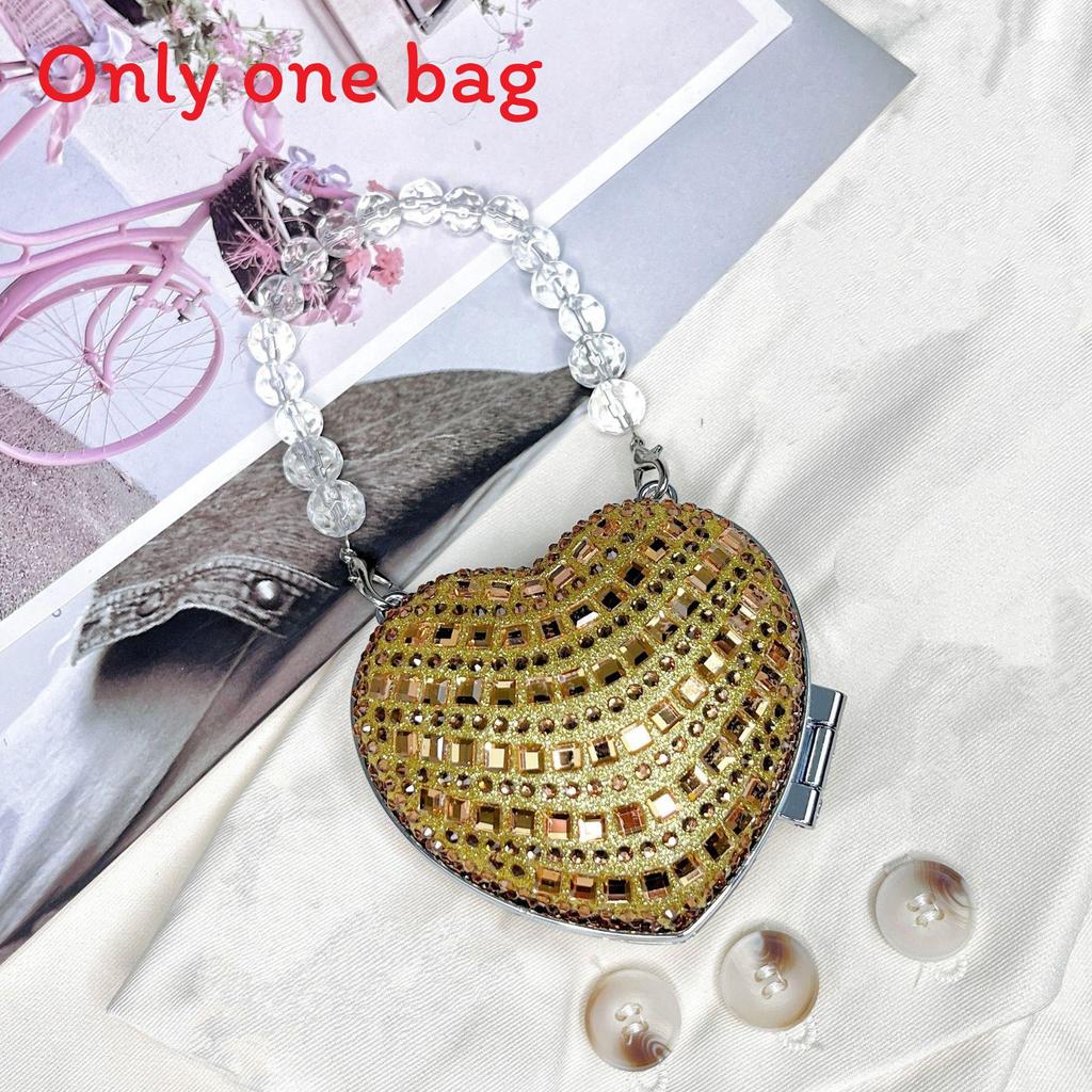 Acrylic Mini Heartshaped Box Bag With Sparkling Crystals And Magnetic Closure For Daily Use