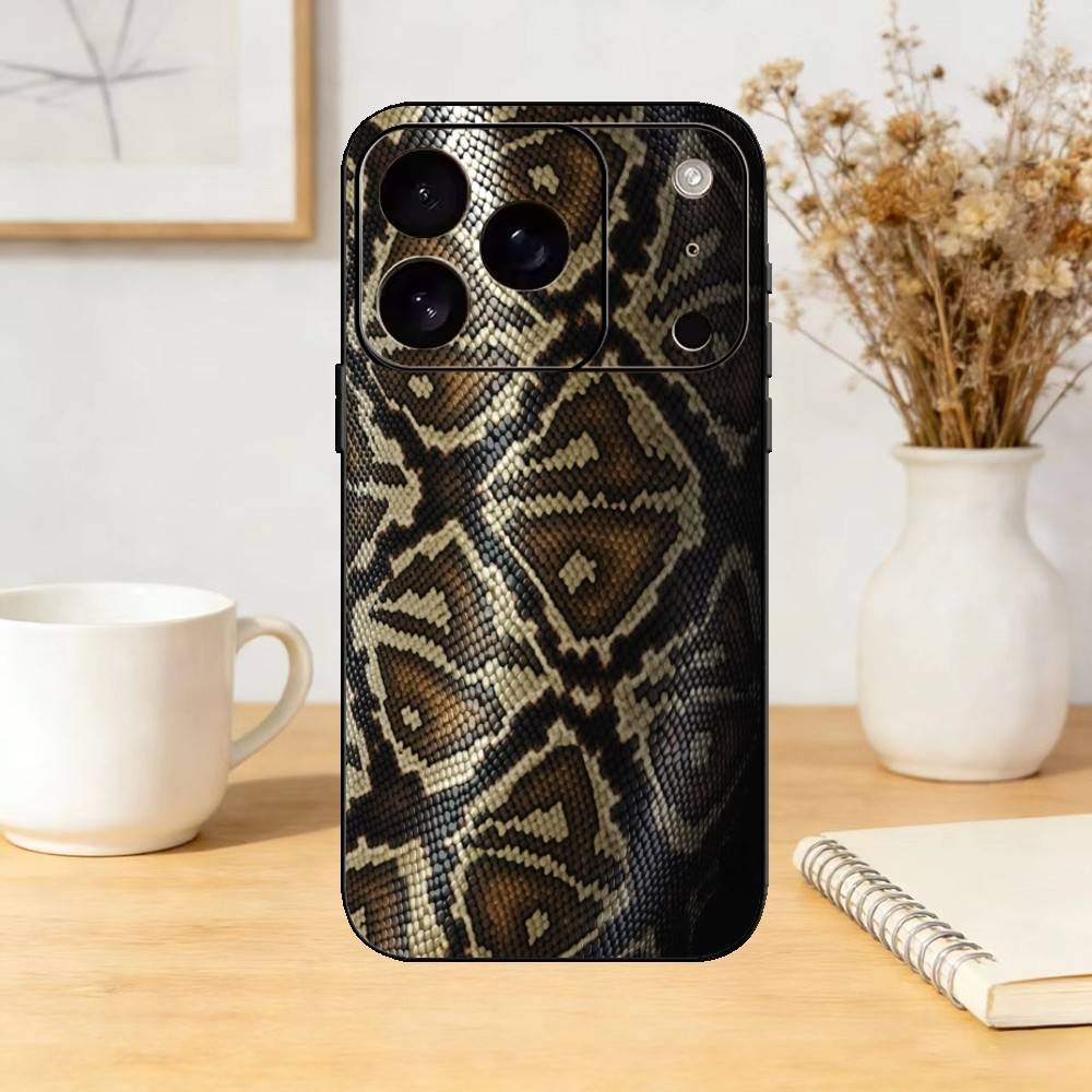 Snakeskin Pattern Art Phone Case Silicone Black Soft For IPhone 17,16,15,14,13,12,11,SE,Plus Pro Max