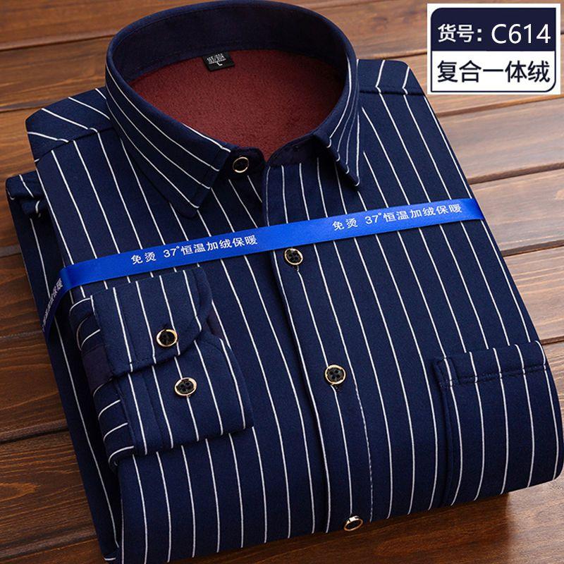 Jesień i Zima Męska Koszula z Długim Rękawem Polarowa Koszula Termiczna Kraciasta Kurtka Ubrania Odzież Męska Streetwear Męskie Koszule