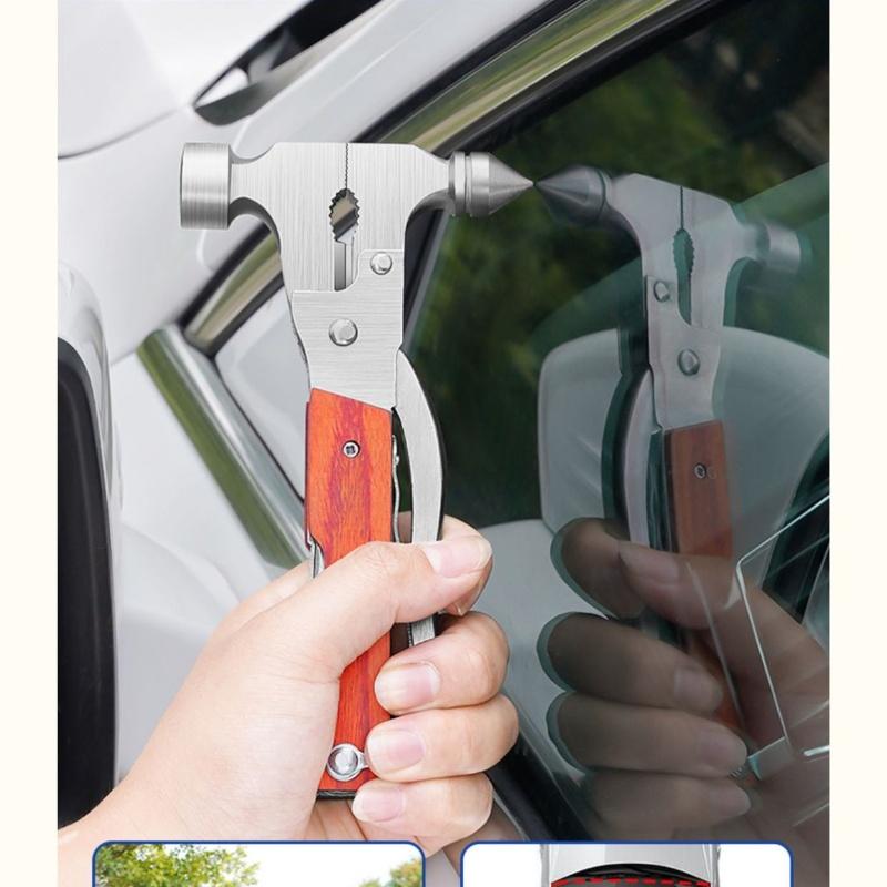 1pc Multifunctional Hammer Car Safety Hammer Window Breaker Emergency Hand Tools, Outdoor Camping Saw Knife Screwdriver Hammer