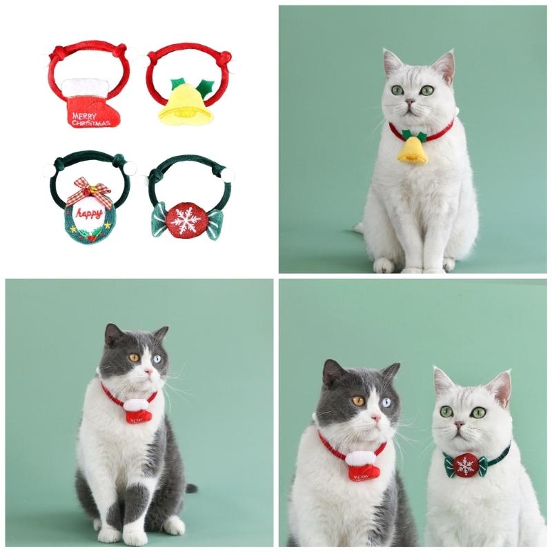 Pack of 2 Plush Pet Collars Funny Christmas Party Dogs Collar Pet Party Neckwear Cats Collar for Festival Celebration