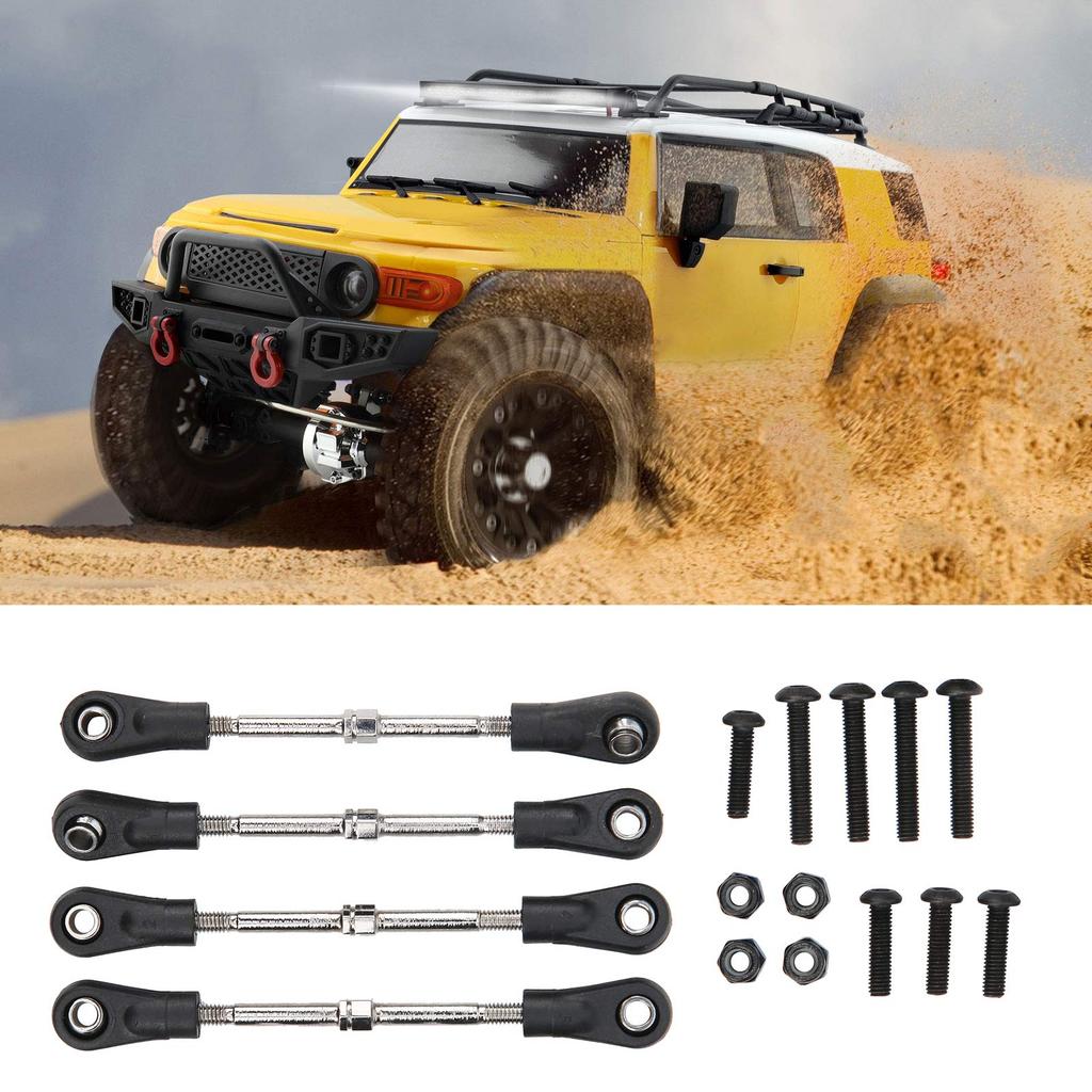Ongwan RC Steering Rod, 4-Piece RC Steering Tie Rod Adjustable Rear Upper Linkage Rod for 110 RC Off-Road Cars