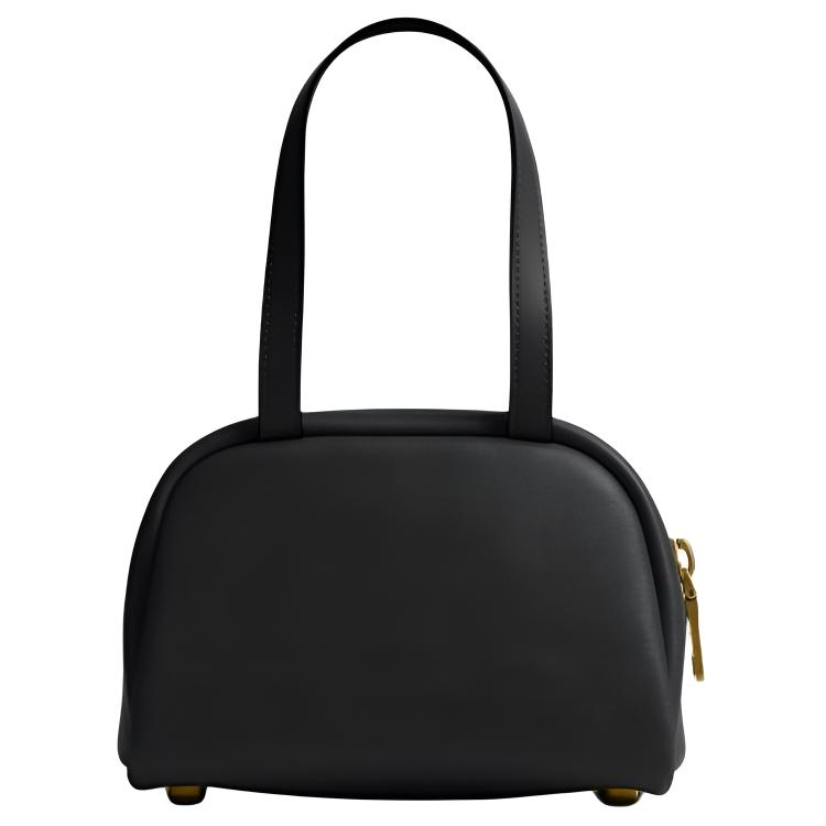 Coach Twin Turnlock 20 Metal Hardware Design Leather Shoulder Bag Small Women shoulder bag Black CCC55-1ZBLK