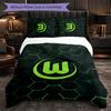 VfL Wolfsburg FC Thema Beddengoed 3-delige Dekbedovertrek Set Decoratief Beddengoed Voor Tienerkamer Woondecoratie