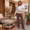 Damen High Waist Weite Hosen Weiche Lässige Color Block Hosen