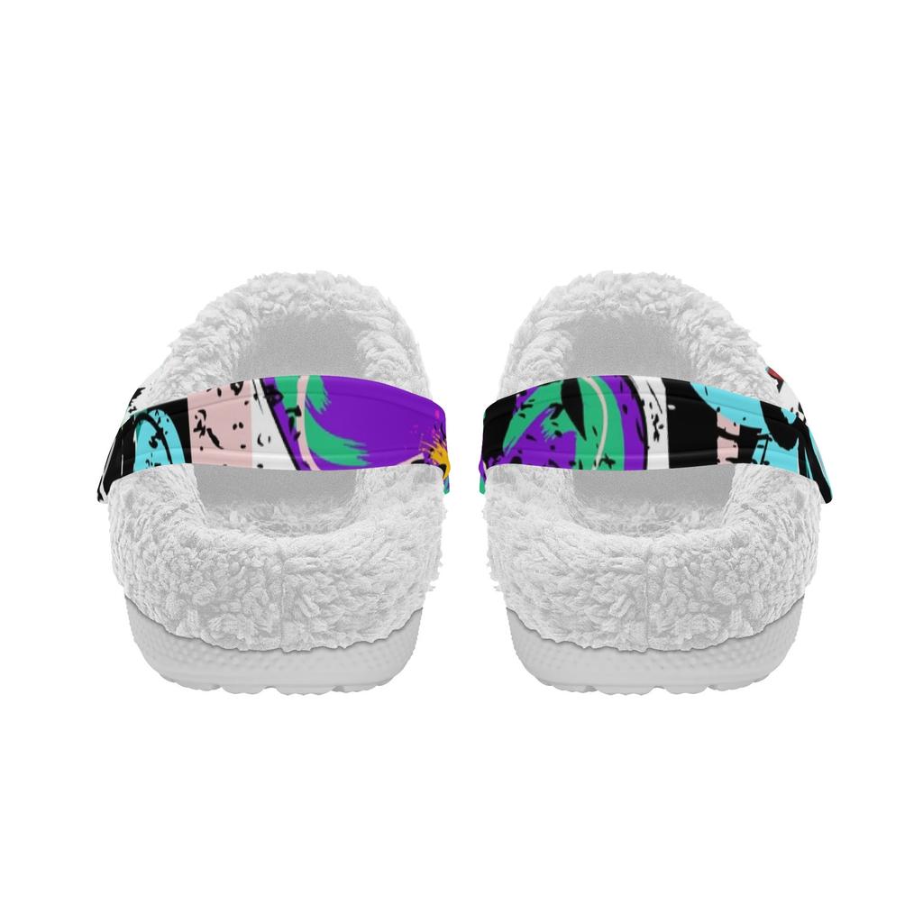 1 Pair White EVA Clogs Warm Soft Lined Unisex Slip On Shoes Lightweight Anti Slip Sole Comfortable For Winter Daily Activities