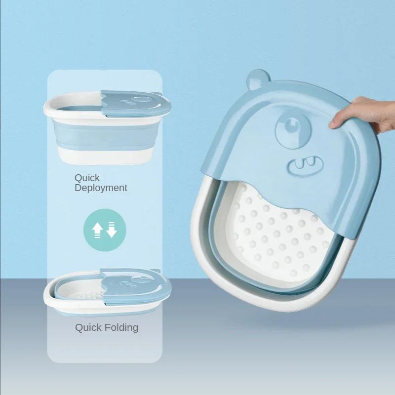 Plastic Foldable Bucket Foot Bath Bucket Bathroom Foot Wash Basin Laundry Buckets Portable Folding Water Container Large
