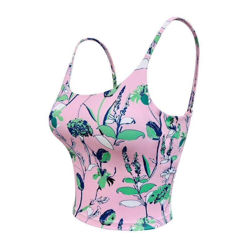 

Floral Yoga Clothes Sling Women s Summer Shockproof Push-up One-Piece with Chest Pad Beauty Back Exercise Professional Yoga Vest Warm Spring Vest L