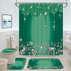 4Pcs Sparkling Diamond Shower Curtain Set, Shiny Bathroom Trim, Carpet And Toilet Seat,Burgundy Luxury Textured Colorful