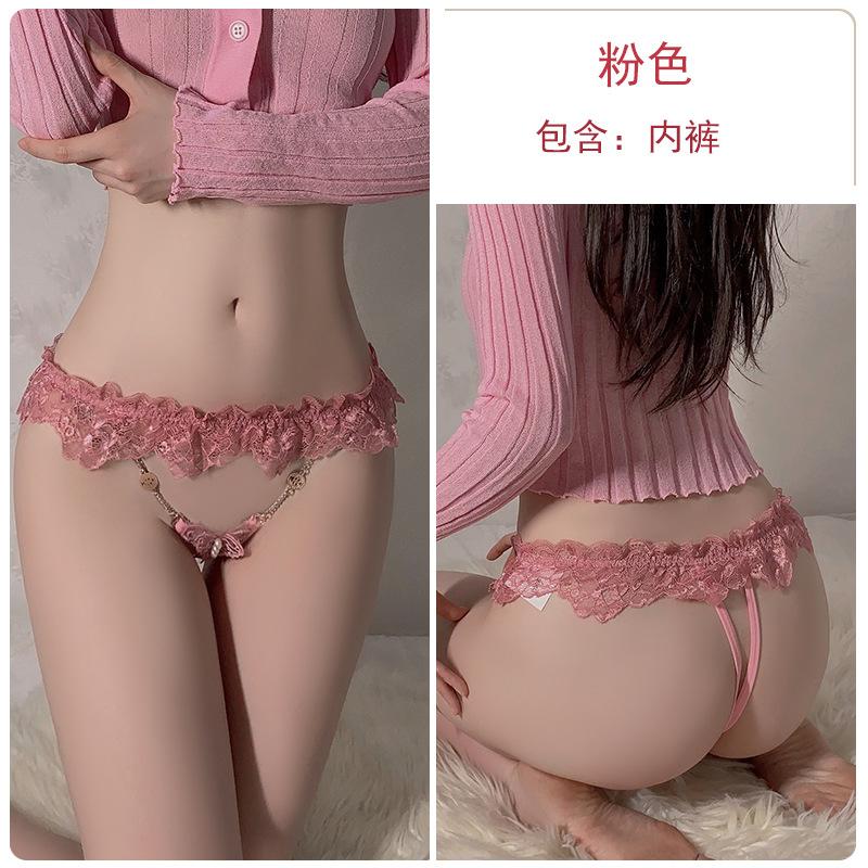 Sex Underwear Sexy Pure Desire Low Waist Large Size Lace Metal Chain Thong Women's T Pants Hair