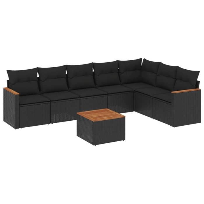 VidaXL Garden Lounge Set with Cushions 8 Pcs, Patio Sofas, Patio Furniture Set, Outdoor Furniture, Black 3258436