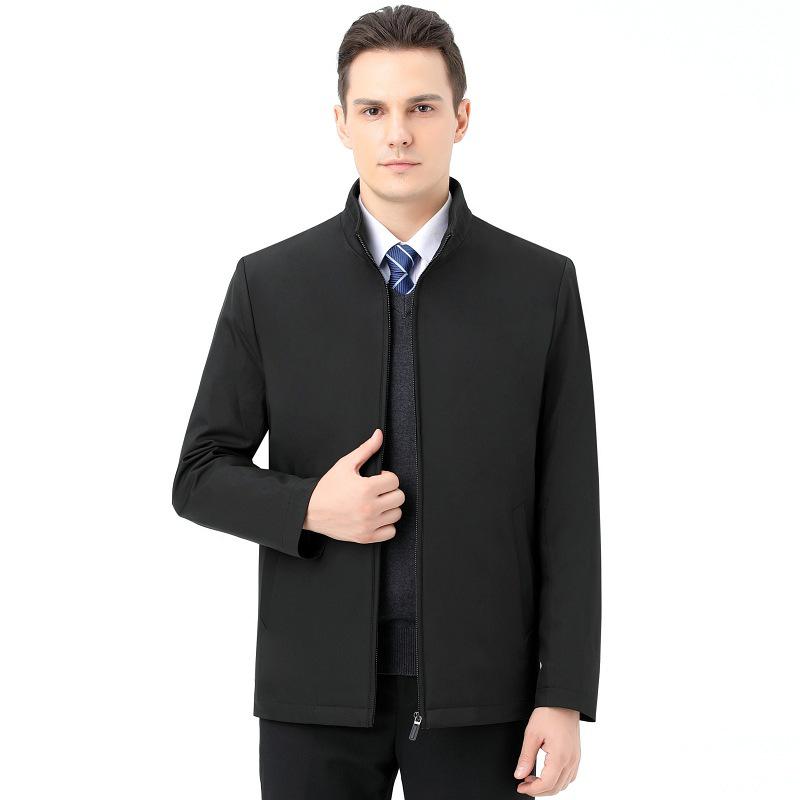 New Stand Collar Mid-Aged Men's Cotton Jacket for Autumn/Winter Season - Thick Dad's Casual Coat.