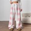 2025 Women's Retro Plaid Winter Trousers: European and American Style, Elastic, Loose, Thick, Warm, Casual
