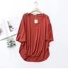 Women's Korean-Style Summer Cotton Linen Round Neck Shirt, Loose Fit, Mid-Sleeve, Plus Size Casual Top
