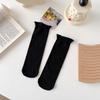 Women's Mid-Calf Socks: Autumn/Winter Maternity Loose-Fit, Solid Color, Trendy Spring Pile Socks in Black or White