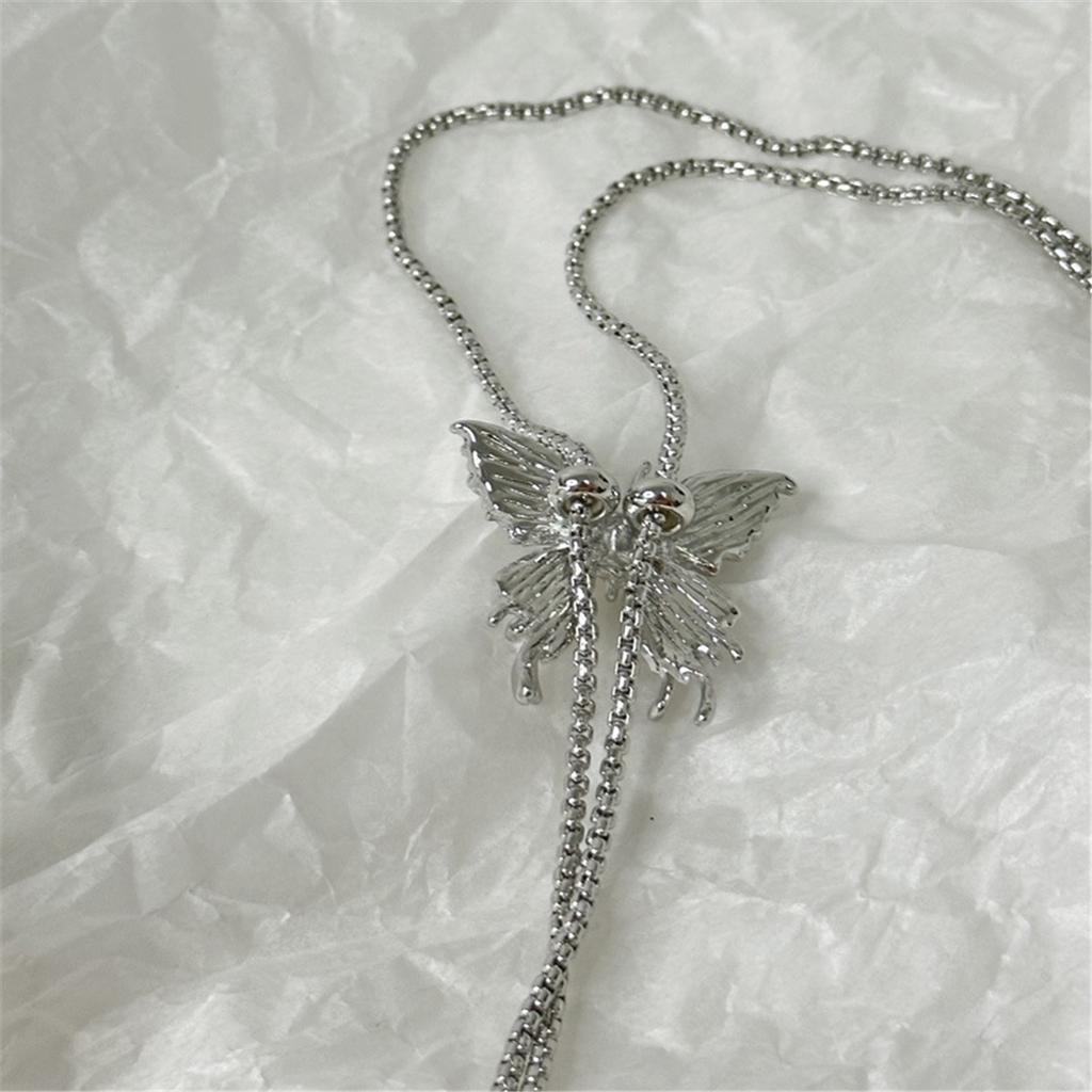 Tooxika Sweet Cool Hottie Style Adjustable Drawstring Butterfly Long Necklace Waist Chain Niche Collar Chain