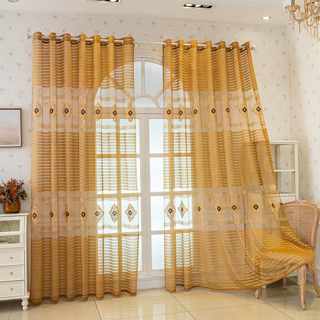 Floral Jacquard Gauze Curtains | Semi-Sheer Light Filtering for Bedroom Living Room Balcony, All-Season Elegant Home Decor