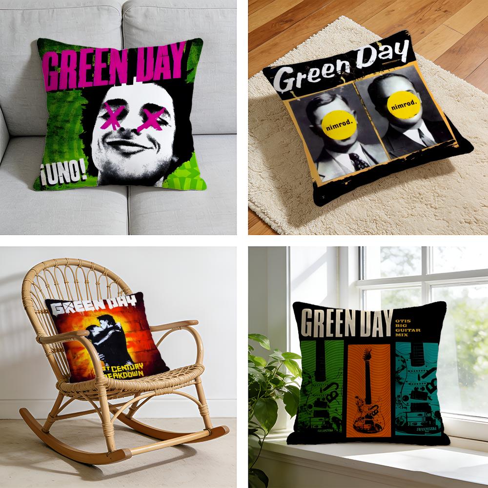 GGreen DDay Band Album Cushion Cover Short plush pillowcase for bed sofa carwashable
