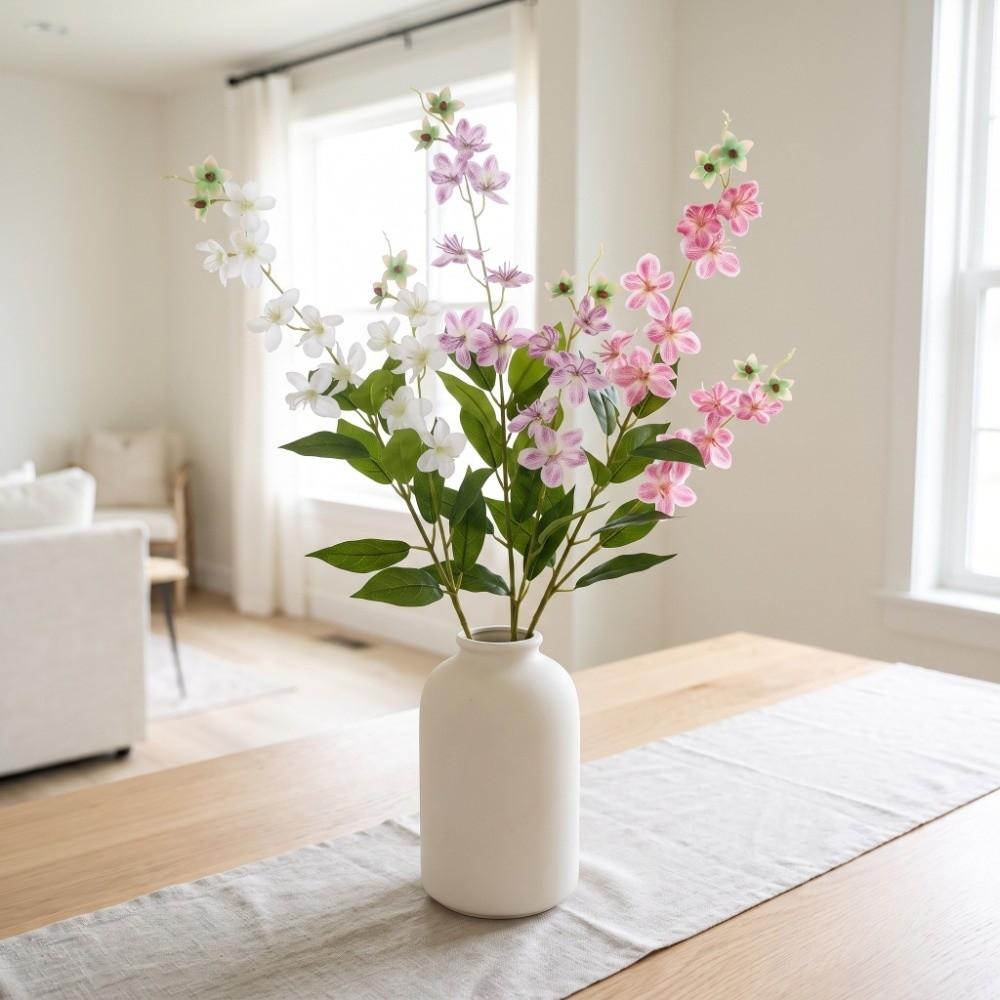 Plastic Artificial Jasmine Flower Branch Real Touch Fake Flowers Wedding Decor