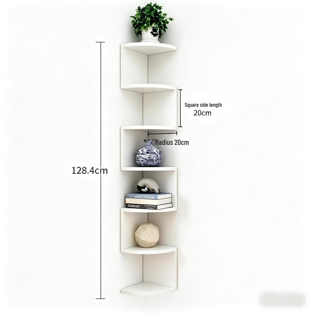 Five-Layer No-Drill Corner Wall Shelf for Bedroom & Living Room