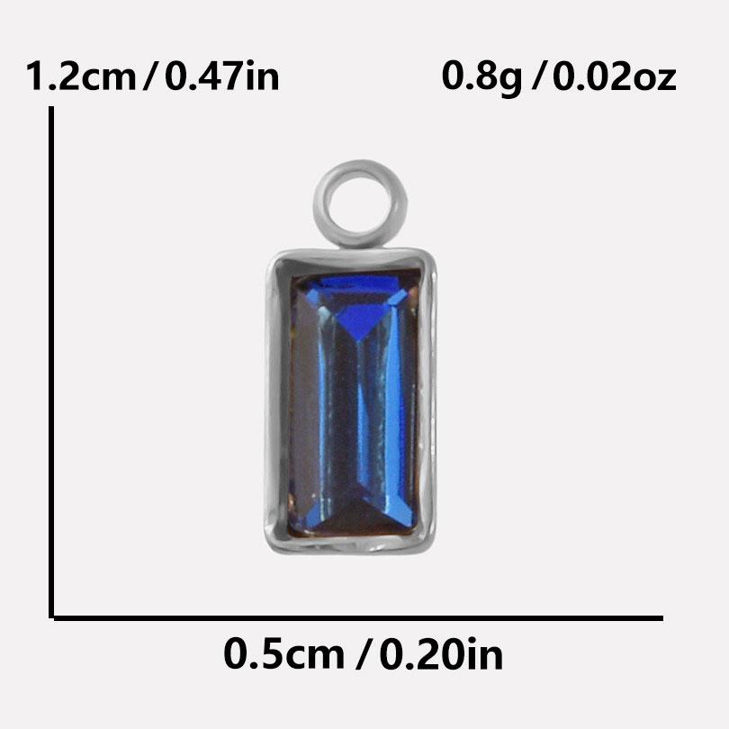 6pcs Rectangle Geometric Crystal Pendants Stainless Steel Charms For Jewelry Making Supplies Metal Rhinestone Charm DIY Bracelet