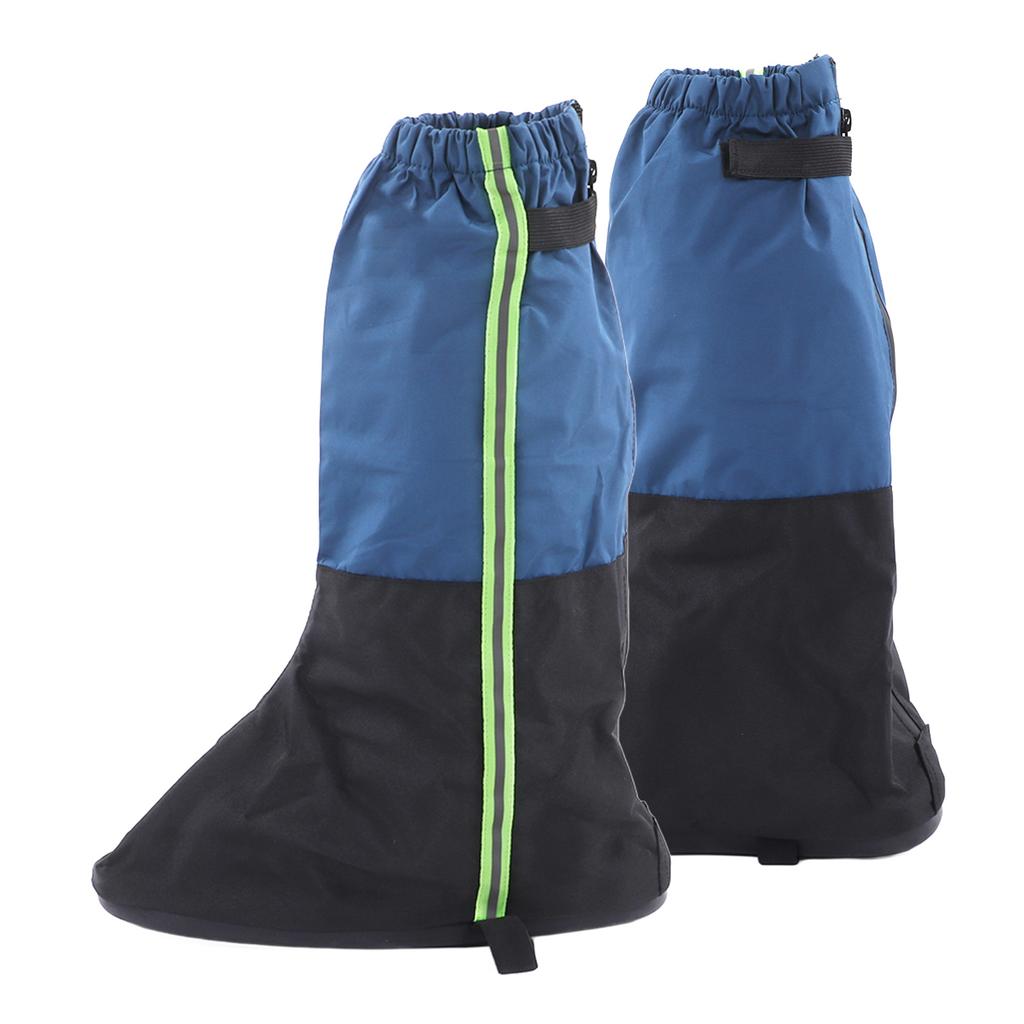 A Pair Shoes Cover Boots Gaiters Blue Waterproof Antiskid Boots Gaiter with Reflective Strip for Hiking Size L