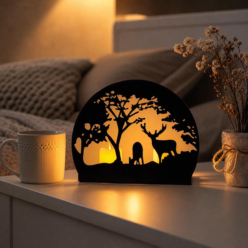 Metal Candle Holder Home Decoration European Style Simple Iron Art Candle Stand Deer Silhouette Night Atmosphere Prop Decoration