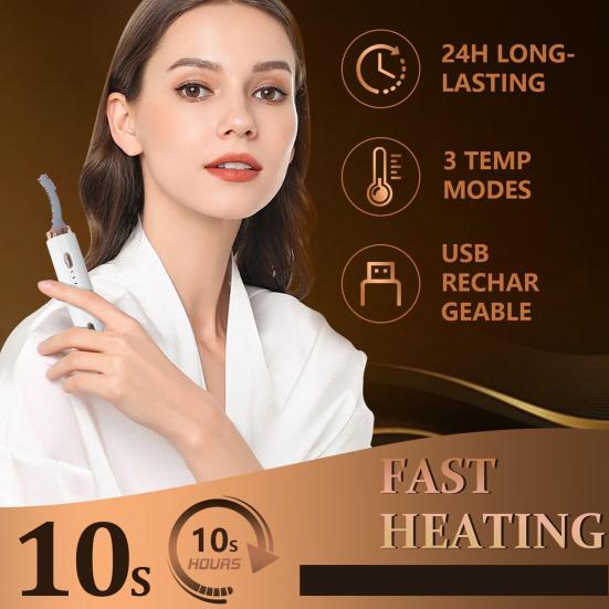 Electric Heated Eyelash Curler Eyebrow Trimmer 3 Temperature Modes USB Rechargeable Quick Heating Portable Travel Eye Lashes Clip Curling Tools