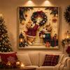 Handmade Christmas Rhinestone Painting Art Kit With Frame Xmas Tree DIY Pearl Bead Art Kit Cartoon Cat Beginner-Friendly