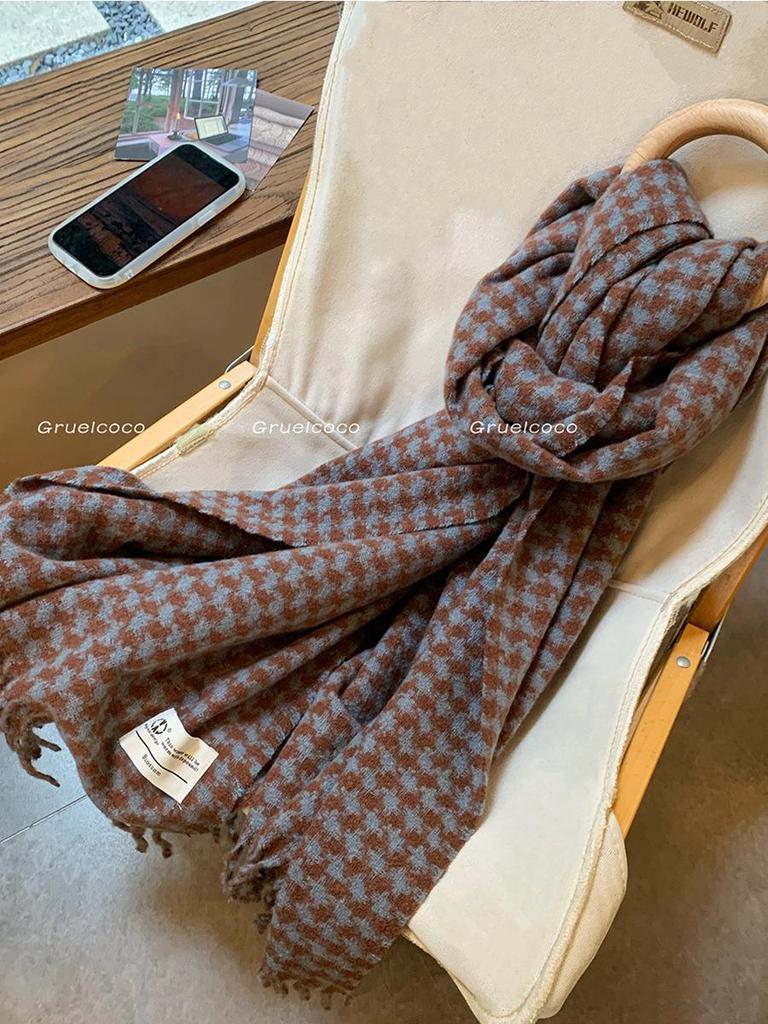 Cozy Retro-Style Unisex Cashmere Imitation Scarf – Warm Korean-Inspired Shawl for Autumn and Winter