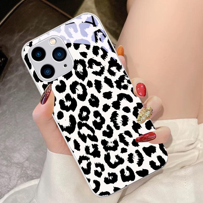 

Зелений Загартований Скляний Чохол Для Телефону Для IPhone 15 Pro 14 13 12 Mini 11 XS Max XR 7 8 Plus SE 2020 2022 Чорний Леопардовий Принт Синій For iPhone SE (2020)
