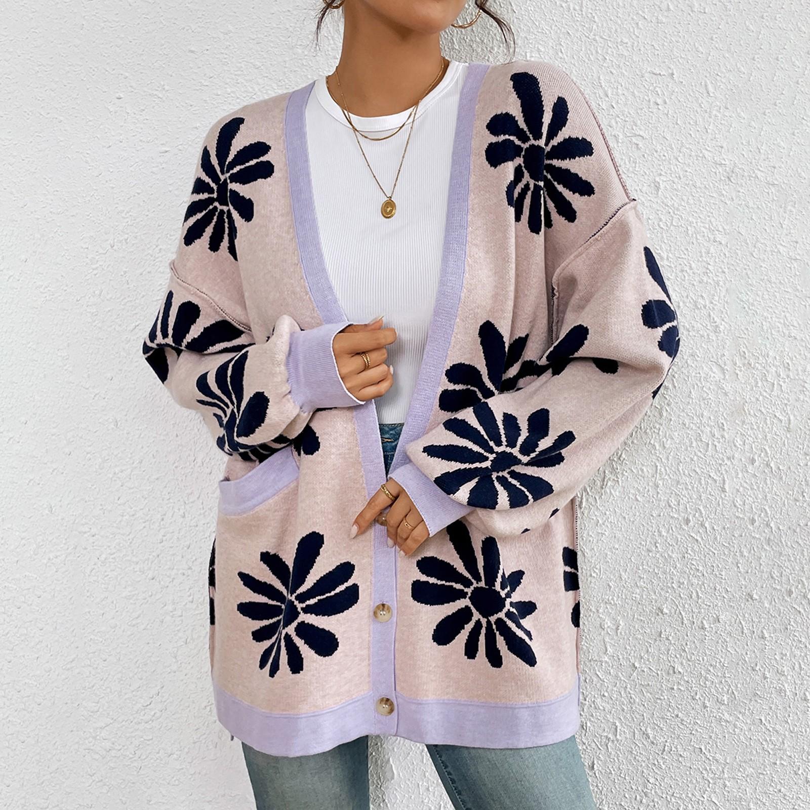 

Женский свободный повседневный кардиган с длинными рукавами, свитер, куртка, модная куртка M розовый