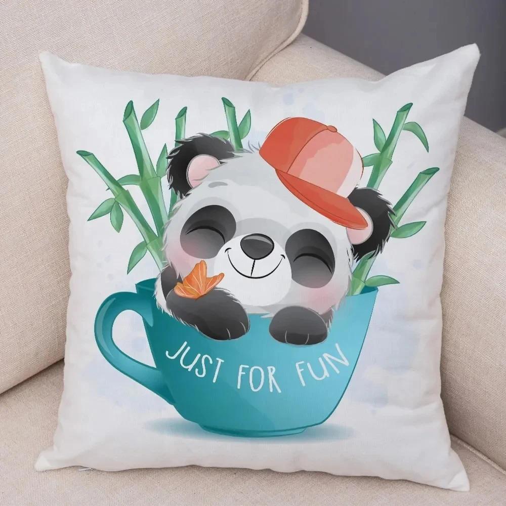 Kreslený Čínský Panda Dekorativní Povlak na Polštář Ozdoby do Auta Kancelář Obývací Pokoj Pohovka Domácí Povlak na Polštář