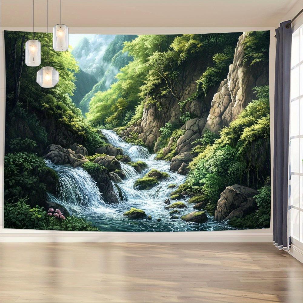 Mountain Forest Waterfall Theme Digital printing polyester wall hanging tapestry decorative Living room bedrooms background gift