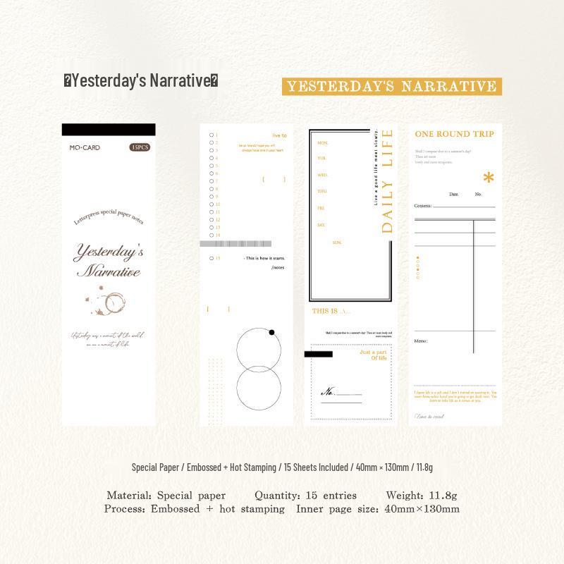 Momo Mist in the Woods Series: Embossed Letterpress Sticky Notes - 15 Sheets, 6 Retro Styles