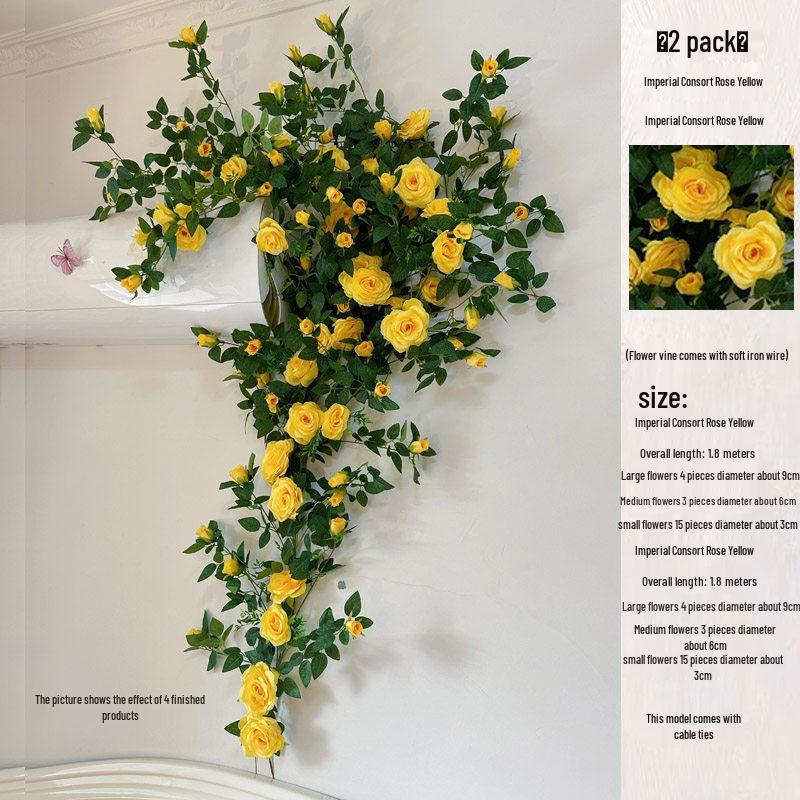 Rose Vine Artificial Flower Decor for Air Conditioner Pipes or Balcony Railings