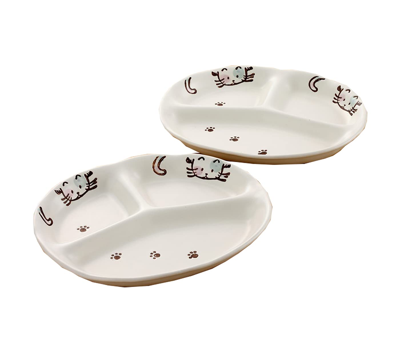 

Banko Ware Cat Lunch Plate Pair: Complete Lunch on One Plate. Microwave and Dishwasher Safe.